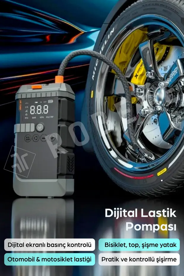 4-in-1 Şarjlı Akü Takviye Cihazı Uyumlu – 12000 mAh , 1200A , Lastik Pompası, Powerbank , LED Işık